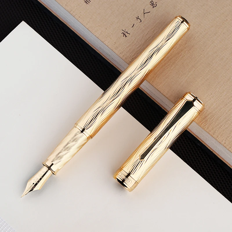 

PENBBS All Copper Black Metal Fountain Pen F 0.5MM Ink Pens Collection Gold/Silver Clip Business Student Writing Smooth Gift Pen
