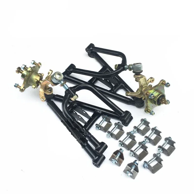1Set Front Suspension Swingarm Upper/Lower A Arm Steering Strut Knuckle Brake Wheel Hubs Fit for 150cc 200cc ATV Go Kart