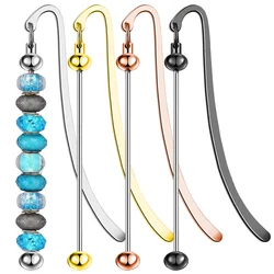 5pcs DIY Beaded Bookmark Pendant Bars Custom Decorative Stainless Steel Chain Handmade Beaded Book Lanyard Chain DIY Crafts