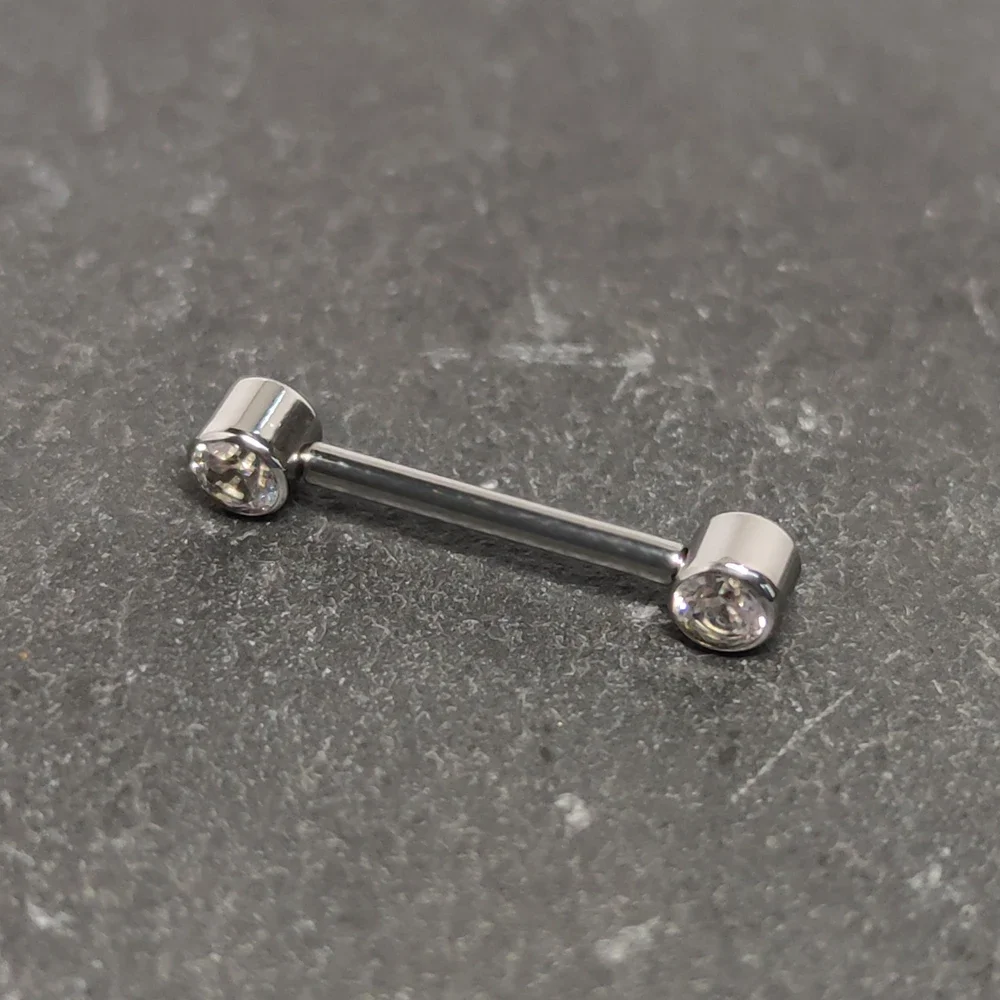 G23 Titanium Piercing Zircon 16G Septum Nipple Barbell Rings CZ Bezel Set Thread Nipple Shield Mamilo Piercing Women Jewelry