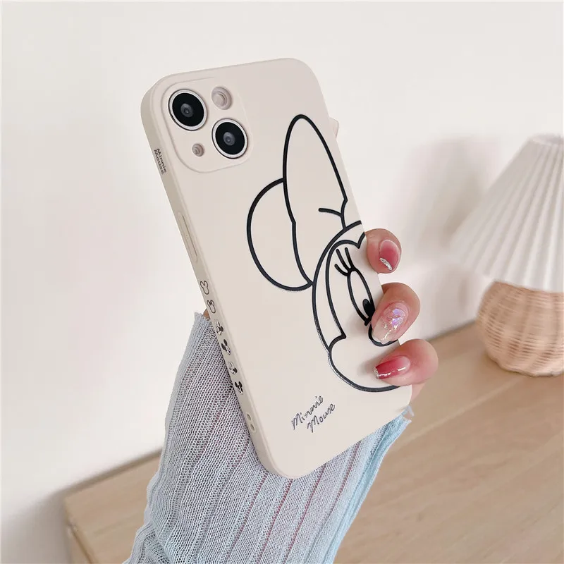 Disney-Capa de Silicone para iPhone, Mickey, Minnie Mouse, Jarra de Abelha, Desenhos Animados 3D, Capa de Proteção Suave para iPhone X, XR, 11, 12, 13, 14, 15 Pro Max