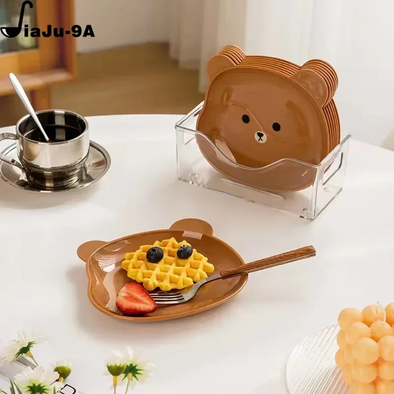 Little Bear Dinner Plate Cartoon Shape Bear Spit Bone Dish Desktop Trash Tray Snack Food Residue Fruit Plate Kitchen Tableware