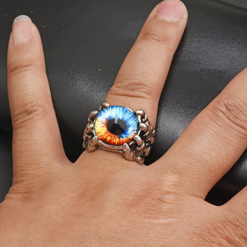 Fashion Creative Evil Eye Rings for Men Women Personality Punk Style Eyes Claw Gothic Finger Ring Jewelry Night Club Accessories