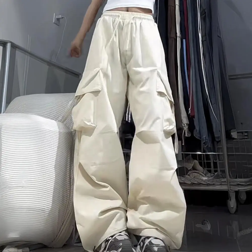2026 American Style Large Pocket Cargo Pants Women's Spring Summer New Style Wide Leg Pants Loose Slimming Casual Sports Pants