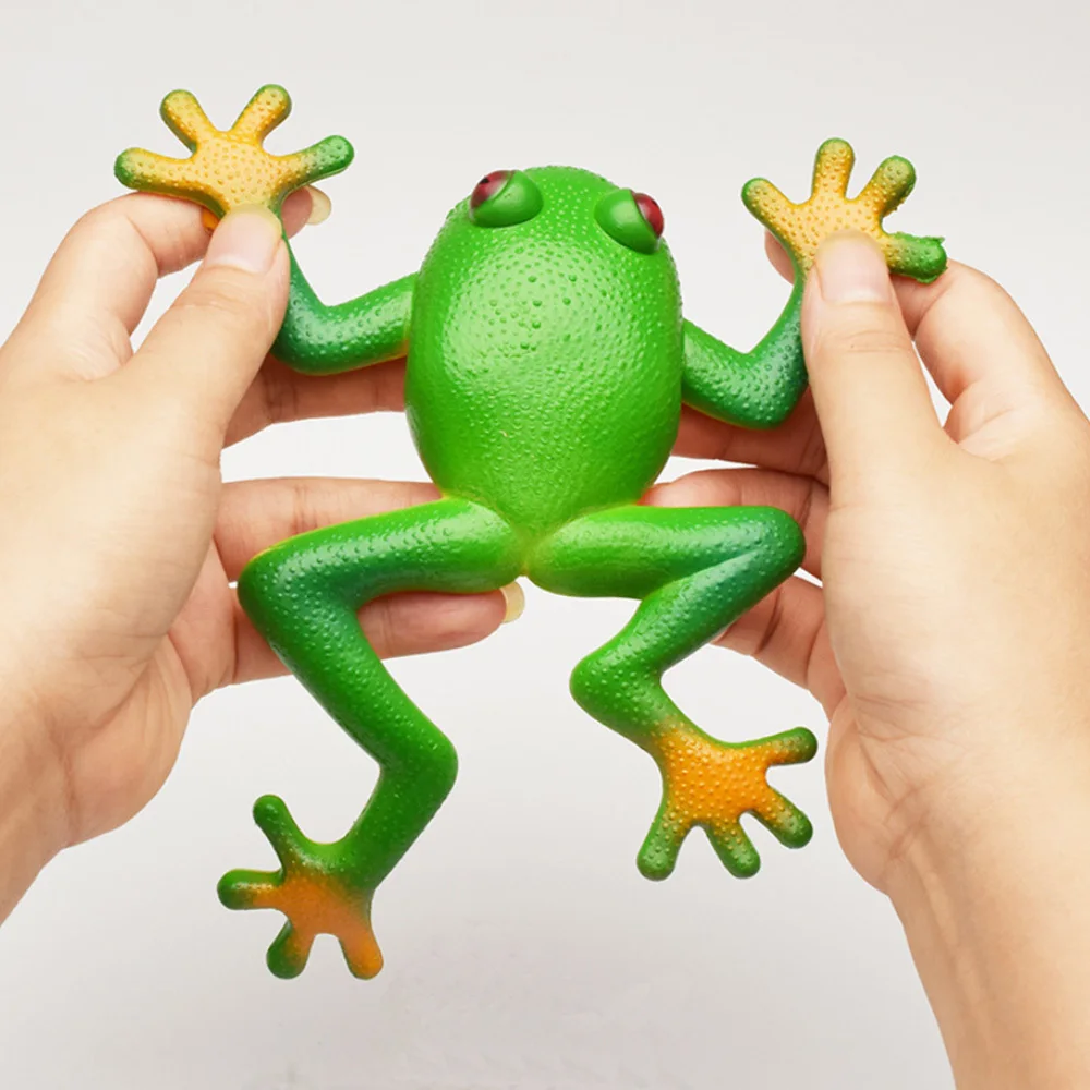 Creative Simulation Squishy Frog Toy Soft Stretchable Rubber Frog Model Spoof Vent Hobby Collection for Children Adults Jokes