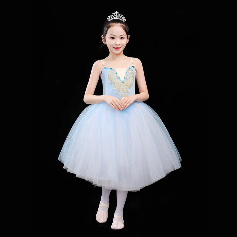 Ballet Romantic Tutu Skirt Dress Long Vestidos For Girls Performance Clothing Swan Ballet Dance Skirts Little Swan dance costume