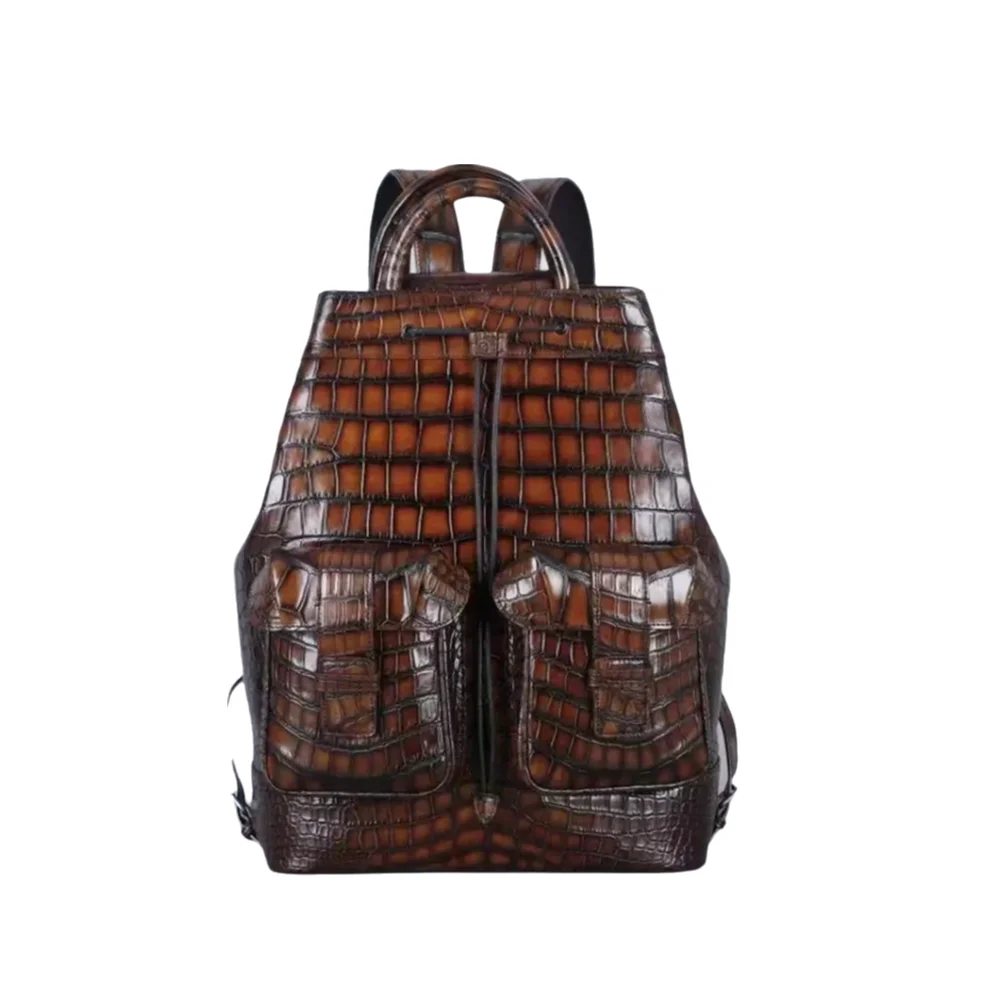 Women's real crocodile leather backpack authentic crocodile leather men's backpack luxury handbag designer laptop bag