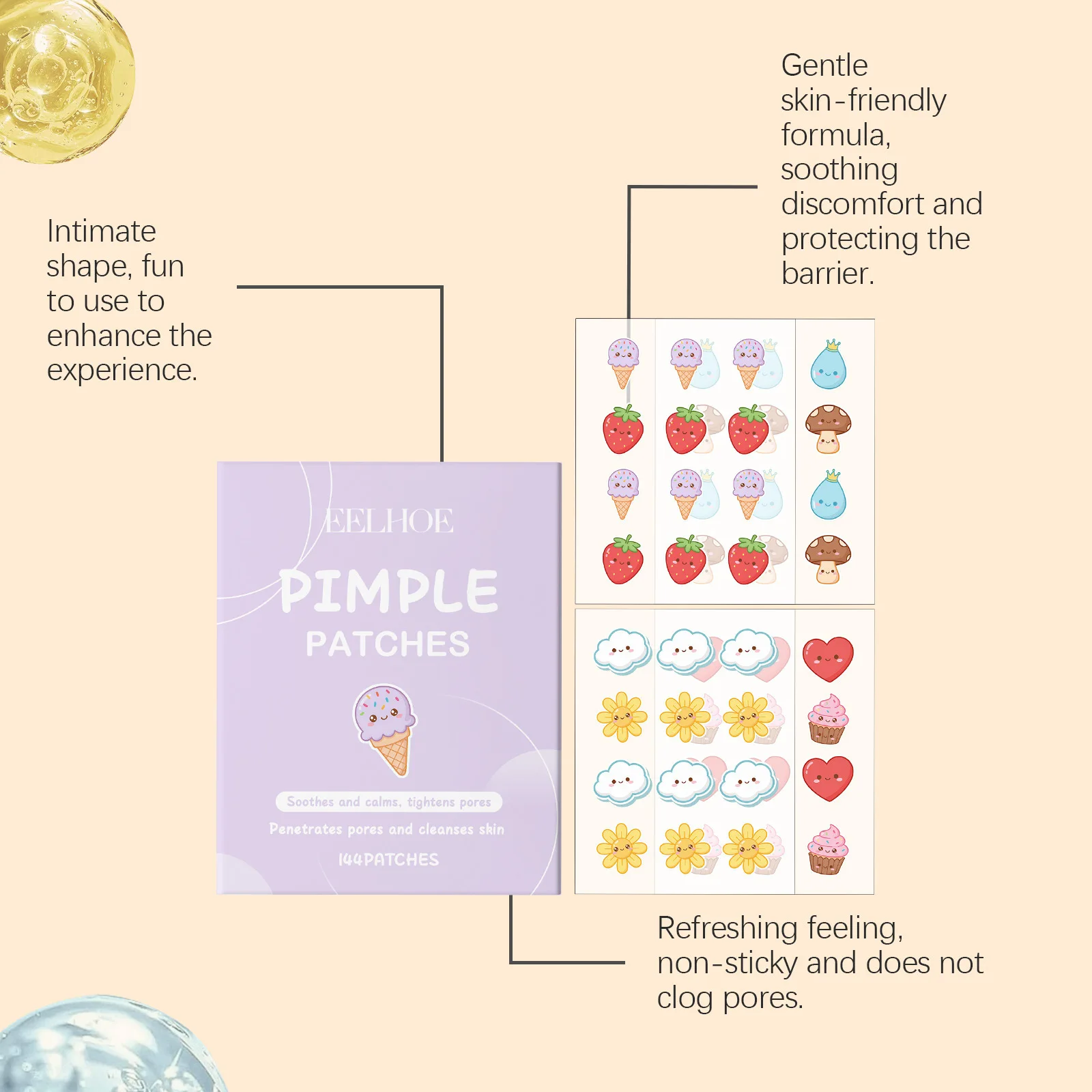 144pcs different cartoon acne patches can shrink acne in one go, used to cover up acne, acne, and facial skin care for acne