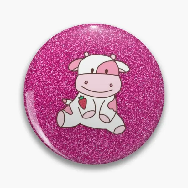 Strawberry Cow  Soft Button Pin Metal Clothes Hat Funny Women Fashion Lover Badge Cartoon Collar Creative Jewelry Decor Cute