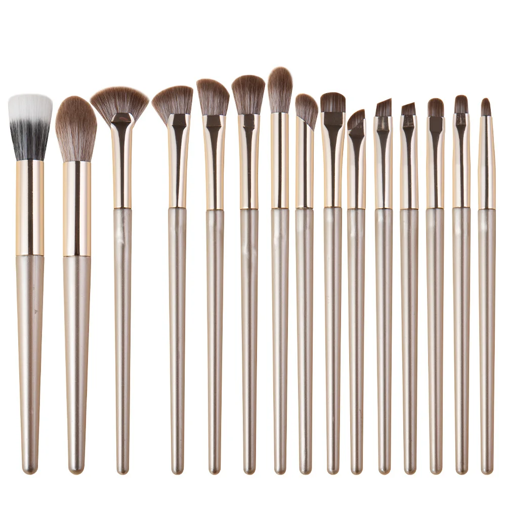 15 pezzi 8 pezzi set di pennelli per trucco dorato super morbido - kit di pennelli per contorno fard per occhi, naso, strumenti cosmetici professionali per il trucco del viso