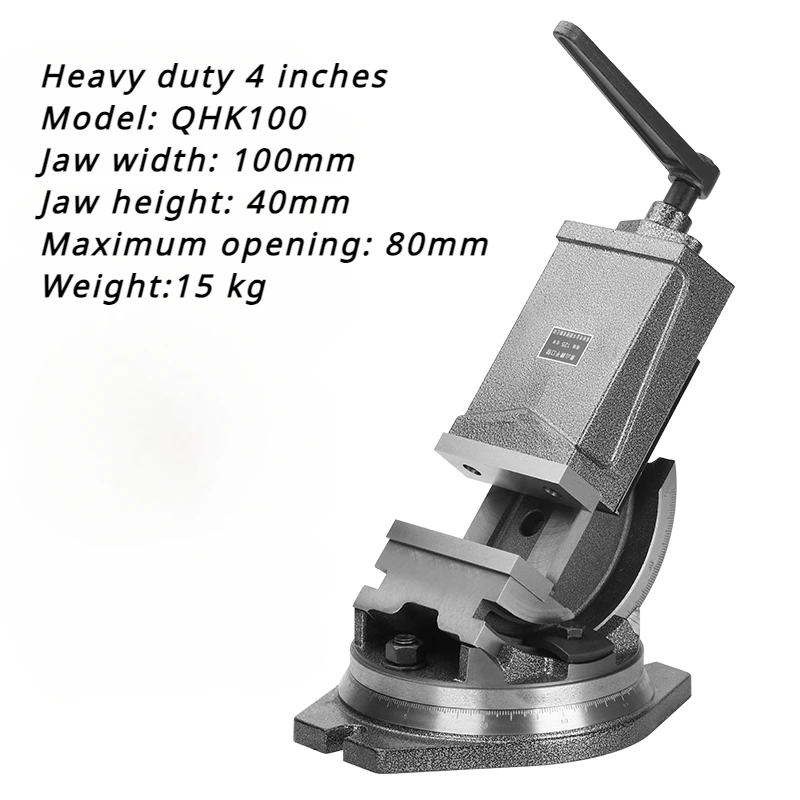 Milling Machine Vise QHK100 Tilting Vice 100MM Swivel Base Milling Machine Vice for Milling Machine Vice