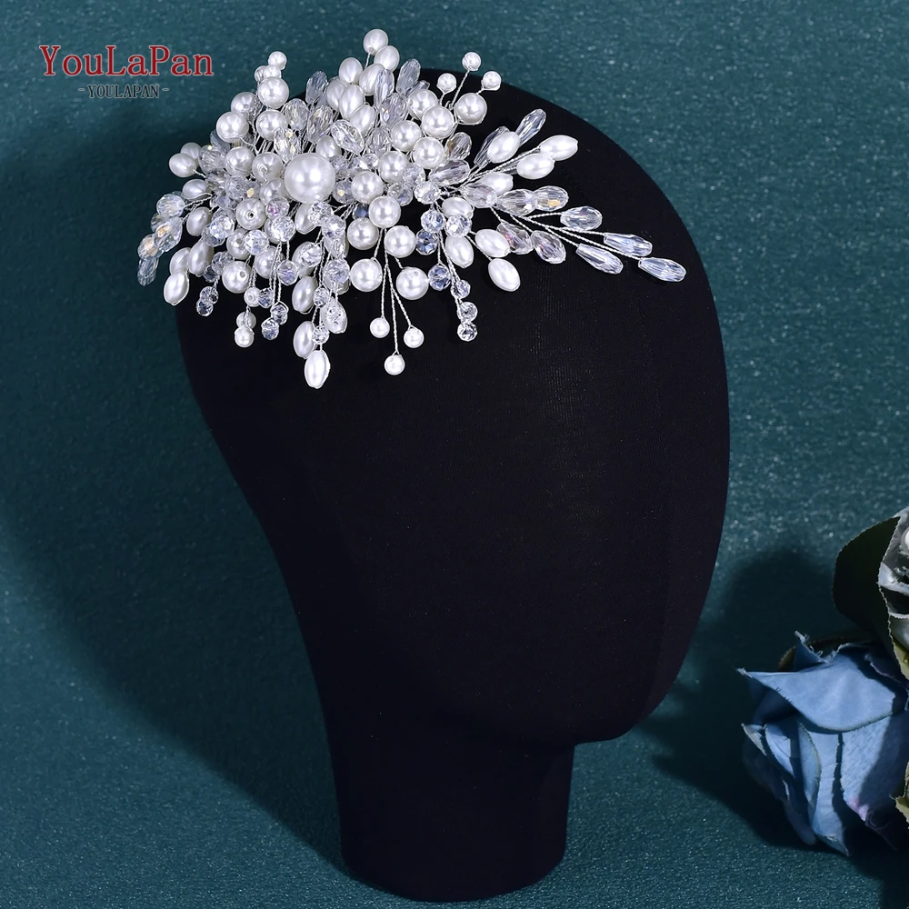 

YouLaPan Luxury Crystal Hair Comb Wedding Women Headpieces Elegant Pearl Head Jewelry Bride Side Comb Headband Accessories HP840