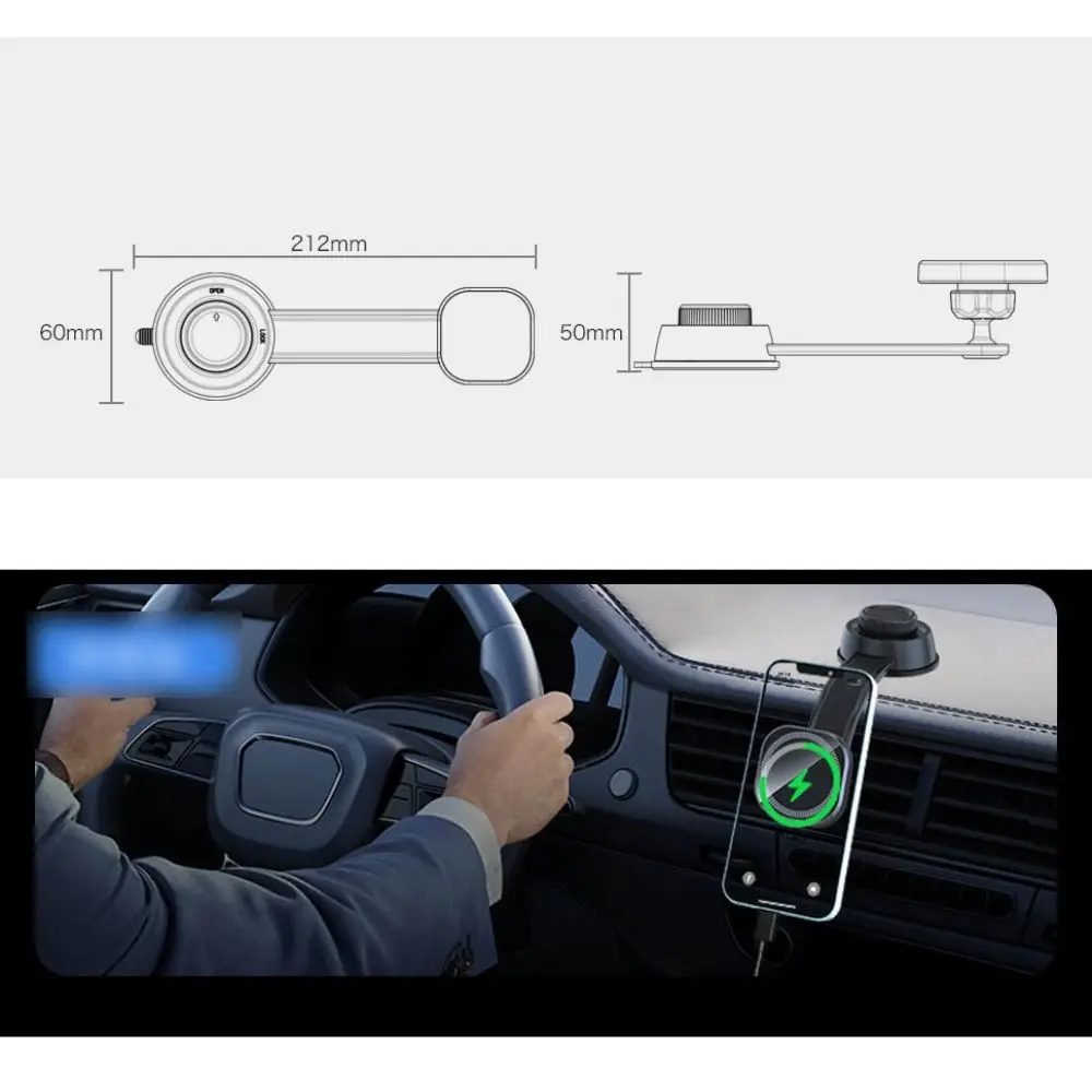 Supporto per telefono magnetico sottovuoto di alta qualità Rotazione regolabile Supporto per navigazione per auto Ventosa Staffa di adsorbimento su due lati