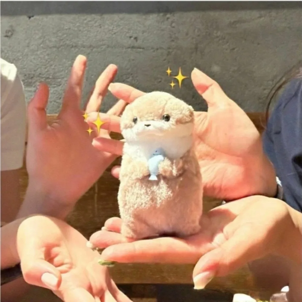 Llaveros de peluche de nutria bonita con forma de pez, llaveros de muñecos, juguetes, accesorios colgantes para bolso escolar, llavero, billetera, regalos de juguete para muñecas, 11cm