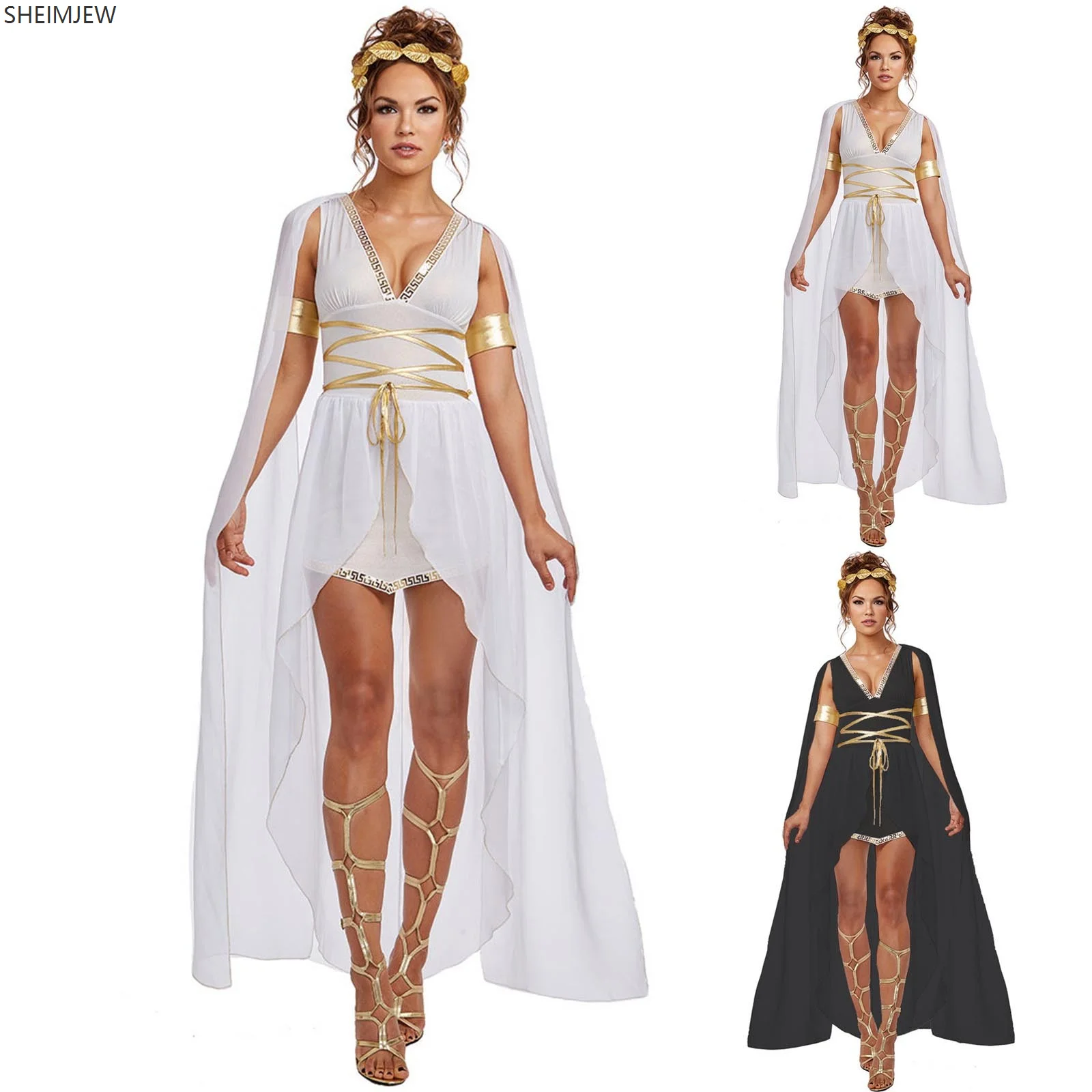 

S-XL Women's Stage Costume Halloween Party Athena Cosplay Dress Costume Medieval Ancient Greek Goddess Costume Cleopatra Set