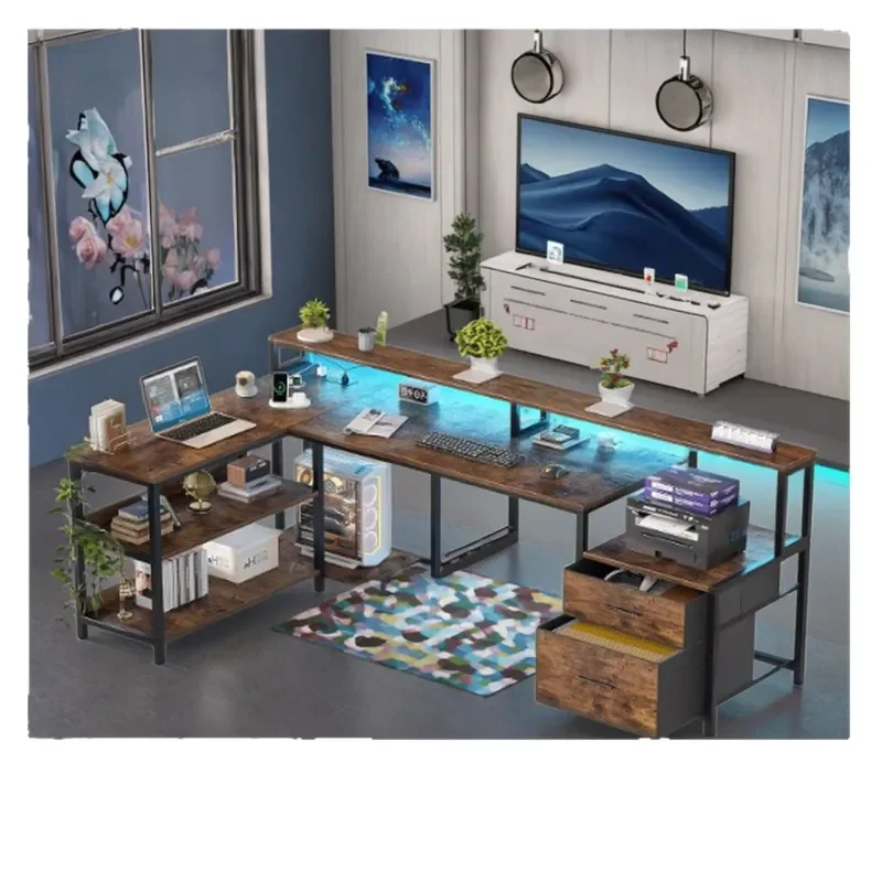 Minimalist Home Office Desk with Bookshelf Compact Writing Table for Bedroom Study Space Multifunctional Computer Workstation