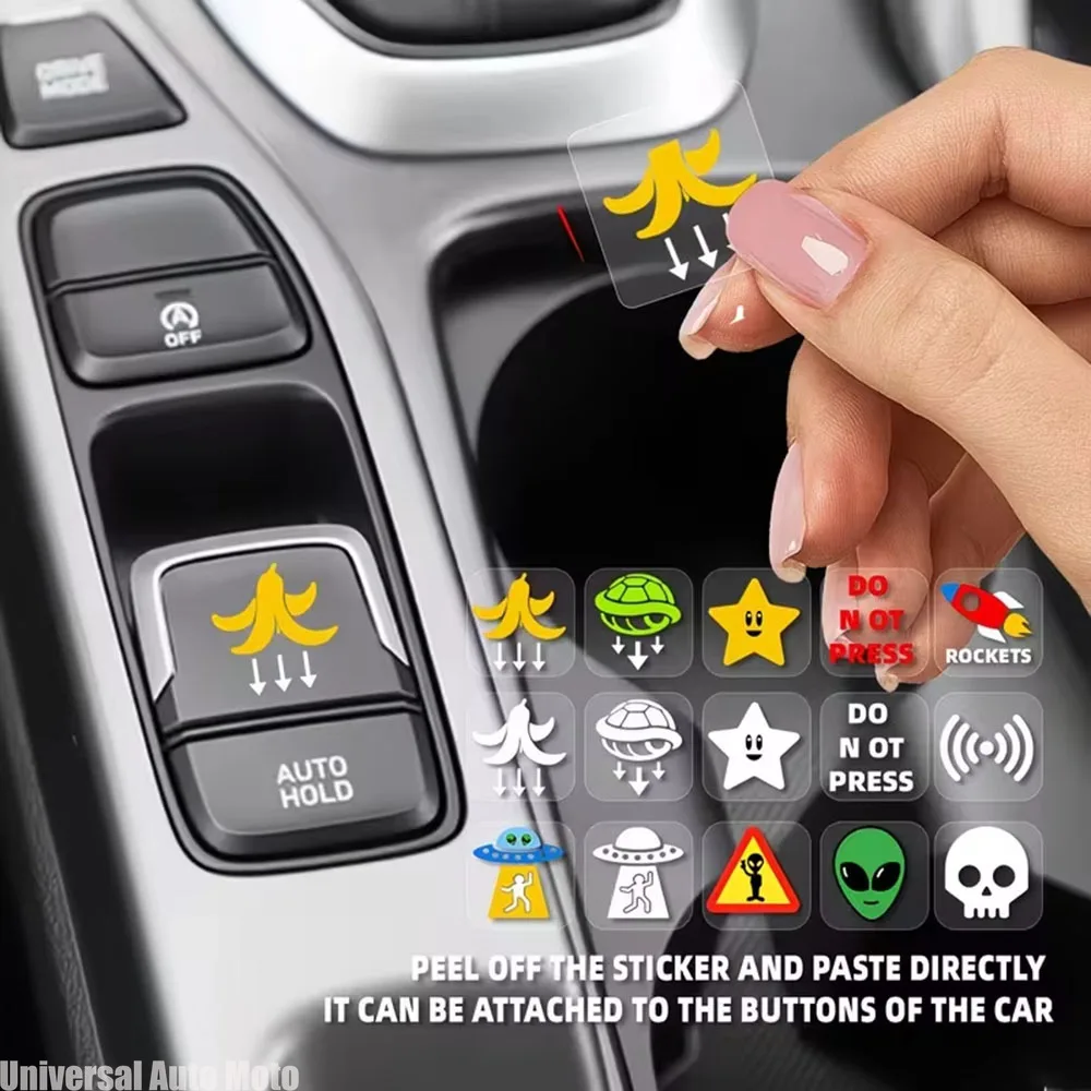 A set of 15/30 humorous car stickers, suitable for blank button vehicle control panel and dashboard button decals