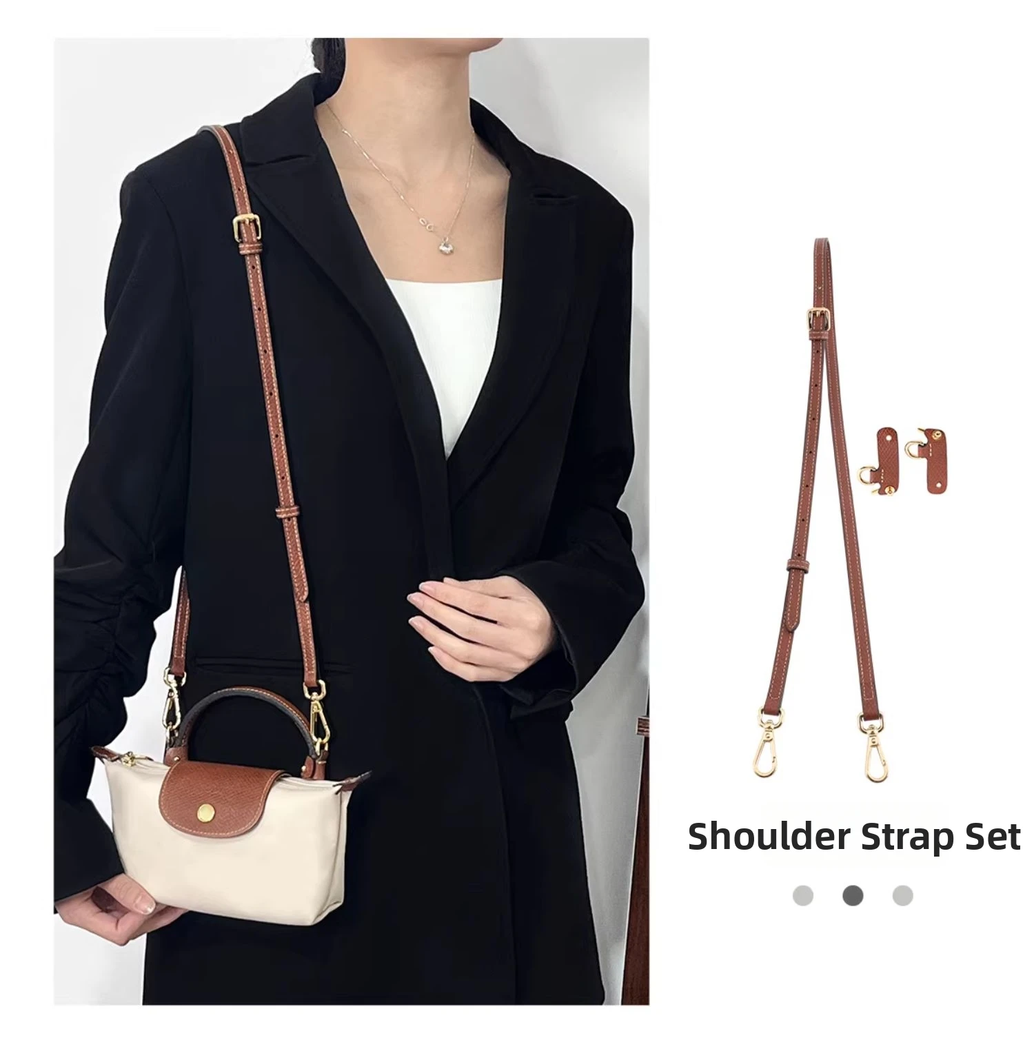 Genuine Leather Shoulder Strap Fit For Longchamp Mini Le Pliage Punch Free Crossbody Bag Strap Accessories