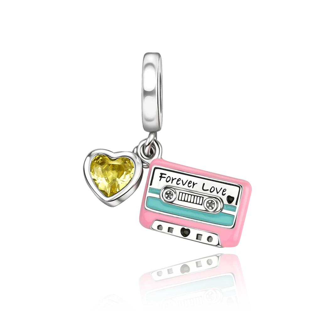 925 sterling silver pendant, recording tape, beads compatible with original bracelet, men's and women's DIY jewelry gift