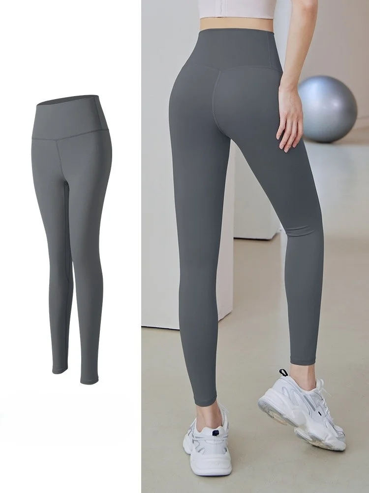 Yoga Pants Loose Woman Women Shape Outer Side Cut Anti Slip Bodybuilding Three Quarter Mid Calf Charcoal Fluff Lace Up Polar Ins