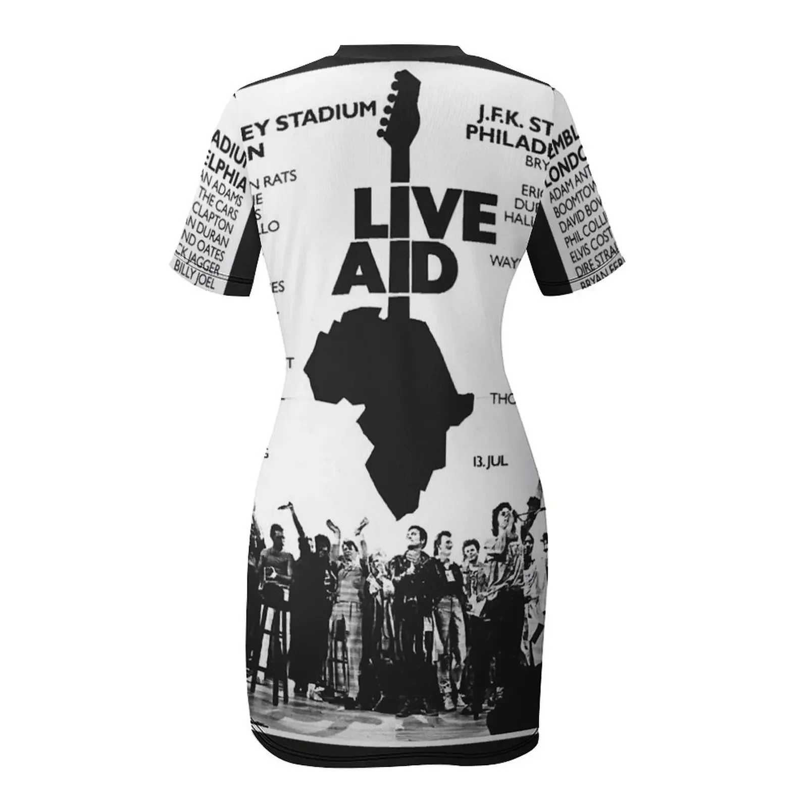 Live Aid-Robe à manches courtes pour femme, t-shirt classique, costume d'été, 2024