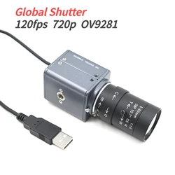 OV9281 Global Shutter, 120fps kamera USB 720p monochromatyczna, szybka kamera internetowa Mini Box, z obiektywem zmiennoogniskowym 5-50mm 2.8-12mm, 1280x720