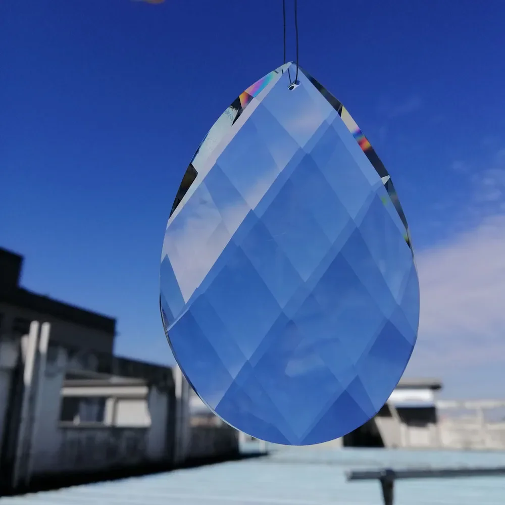 Camal 1PCS 75mm 클리어 그리드 K9 크리스탈 유리 매달려 크리스탈 프리즘 펜던트 샹들리에 SunCatcher 홈 웨딩 장식 액세서리