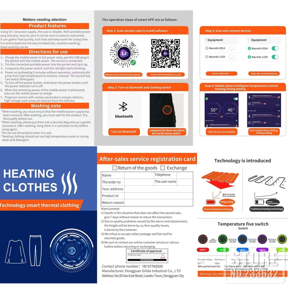 Chaqueta térmica de invierno con Control por aplicación de teléfono inteligente, ropa interior de lana, temperatura, batería USB