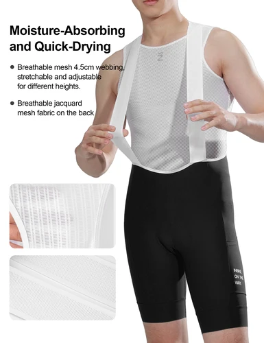 Imagen 2 del producto INBIKE-pantalones de ciclismo profesionales con bolsillos laterales, pantalones cortos con pechera, acolchado largo para hombre, ropa para bicicleta de montaña y carretera, equipo de bicicleta de verano