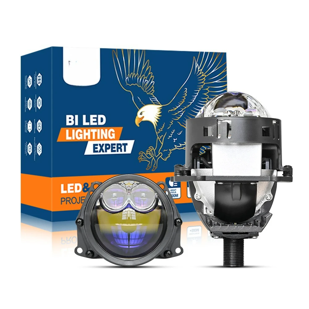 

90W high-power ultra-bright LED double lens car headlight 3-inch double direct laser far and near light integrated car light