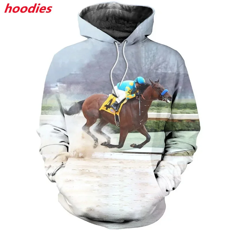 New animal champion medal horse racing men\'s / women\'s hip hop Harajuku Sweatshirt / casual zipper Hoodie / 3D printed Hoodie