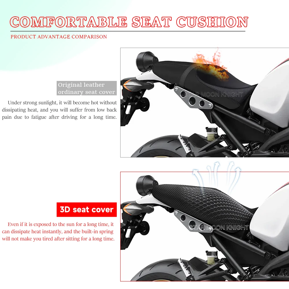 For YAMAHA XSR 900 XSR900 -2017 2018 2019 2020 2021 Motorcycle Anti-Slip 3D Mesh Fabric Seat Cover Breathable Waterproof Cushion