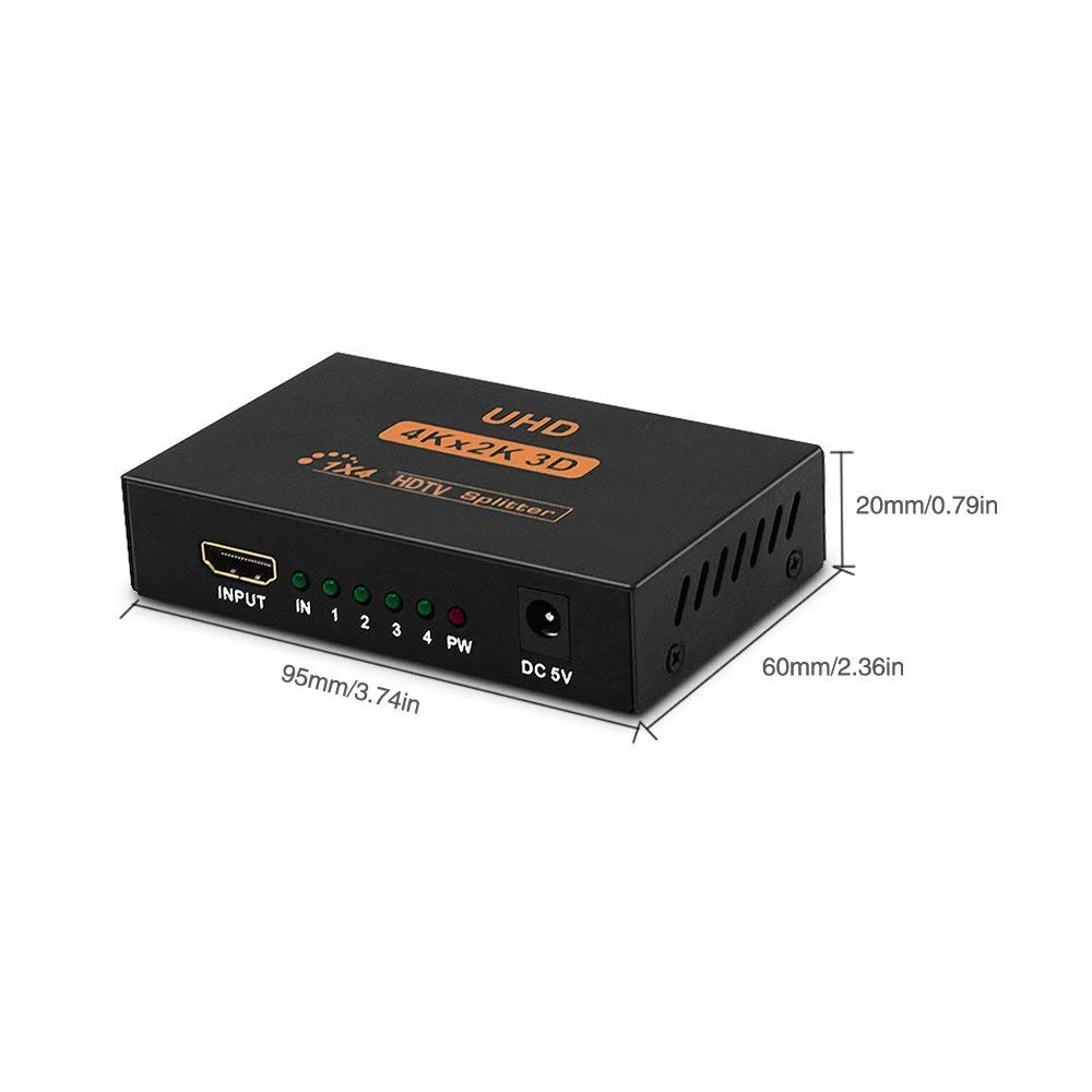 1x4 HDMI-kompatybilny konwerter rozdzielacz 1 w 4 wyjścia HD 1.4 Splitter wzmacniacz HDCP 4K/1080P podwójny wyświetlacz dla HDTV DVD PS3 Xbox