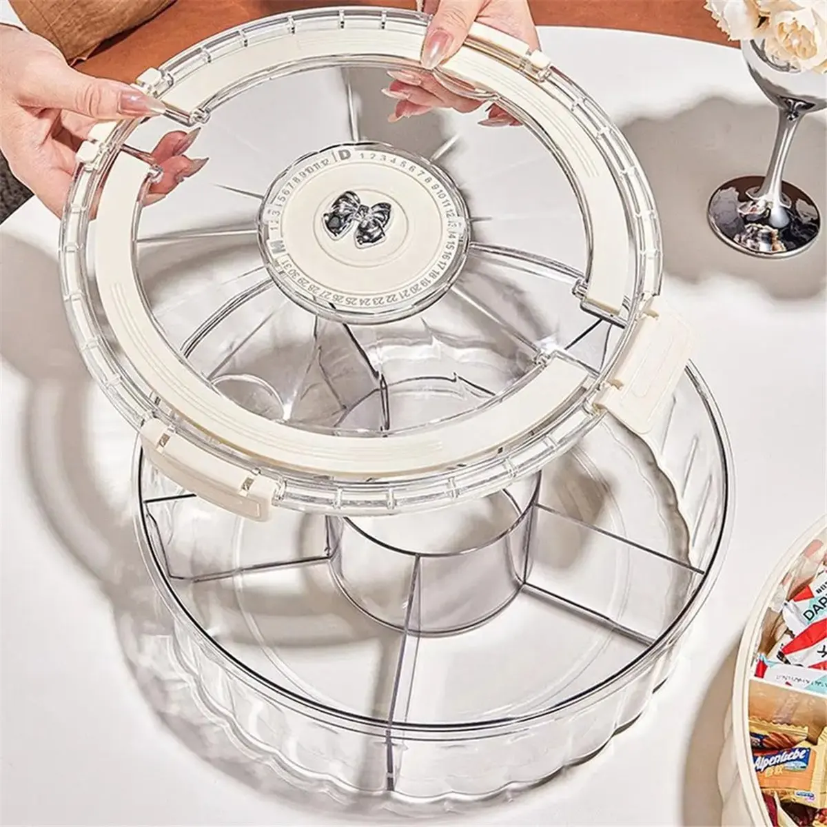MALL Multifunction Food Storage Tray with Lid Food Containers Tray to Keep for Nuts and Candy Dried Fruit Snack Plate Serving