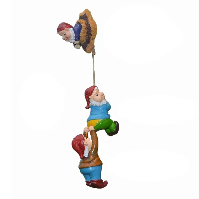 Resin Climbing Gnome Dwarfs Sculpture Gnome Art Figurines Courtyard Landscape Statue Garden Ornament