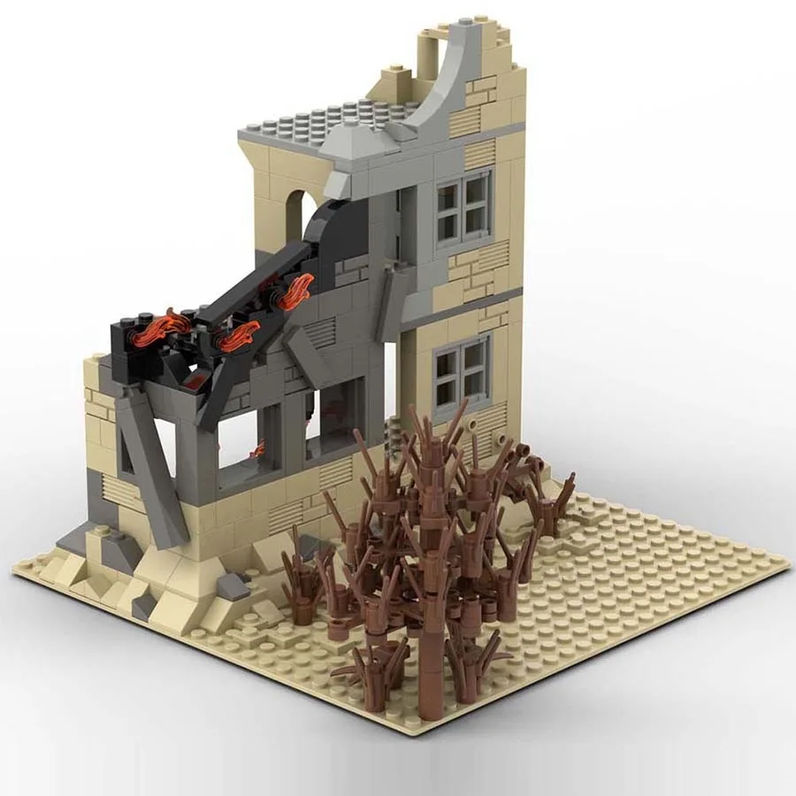 Abandonné ruiné MOC WW2 Pubg scènes de Base militaire Architecture blocs de construction ensemble adultes armée soldat Mini figurines jouets