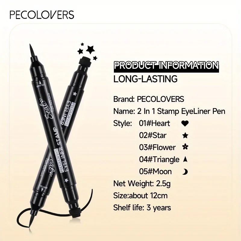 Double Head 2 in1 Liquid Eyeliner Moon Star Heart Butterfly Shapes Tattoo Stamp Quick To Dry Eye Liner Pencil Makeup Tool