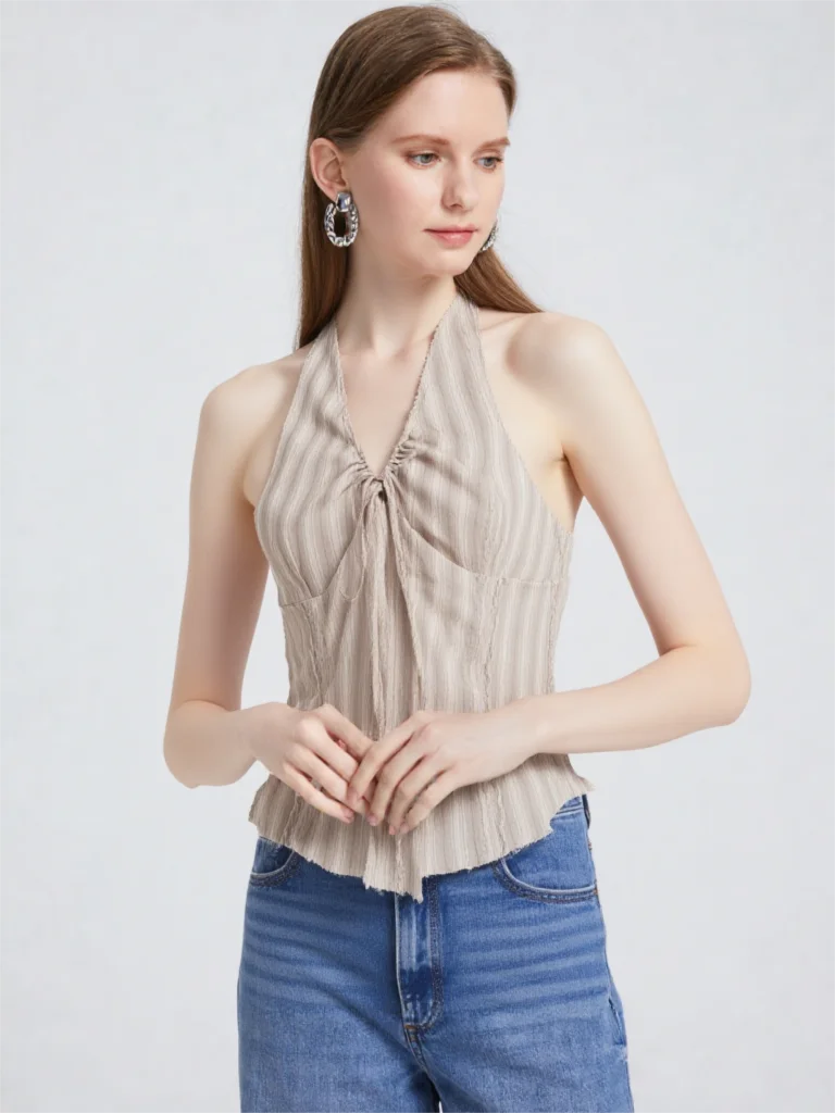 2026 Summer Pink Backless Halter Cami Women Tie Up Sleeveless Y2K Going Out Top