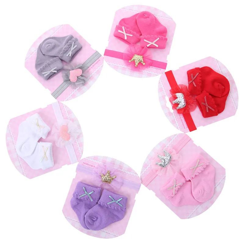 

3 Pcs/Lot Cute Bowknot Baby Socks Soft Cotton Newborn Girl Short Socks Headband Anti Slip Solid Color Kids Toddler Floor Socks