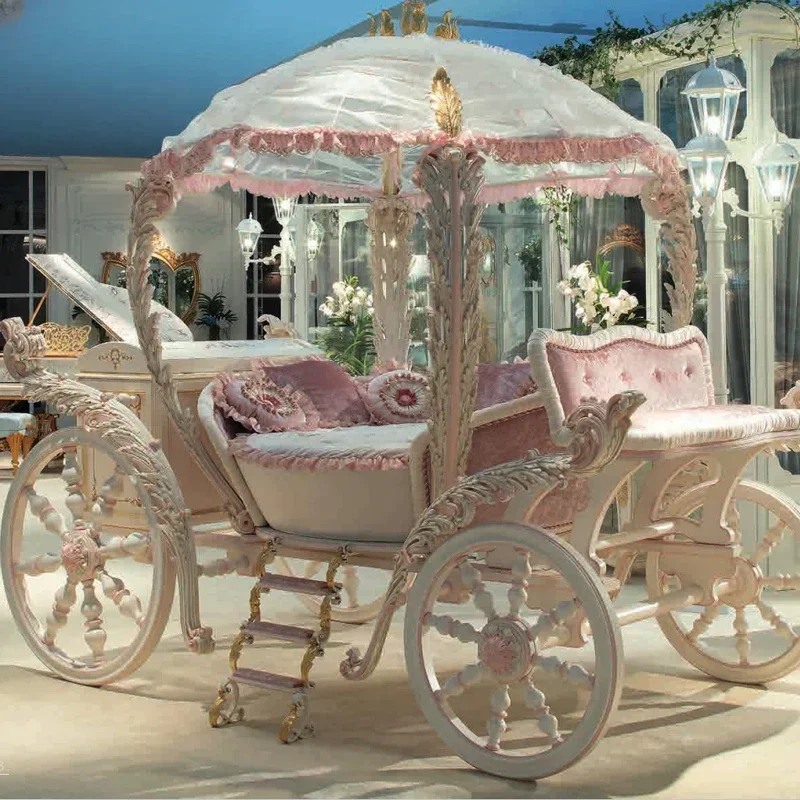 Royal Craftsman No. 1 European solid wood princess bed pink children\'s bed carriage French cute girl bed customized