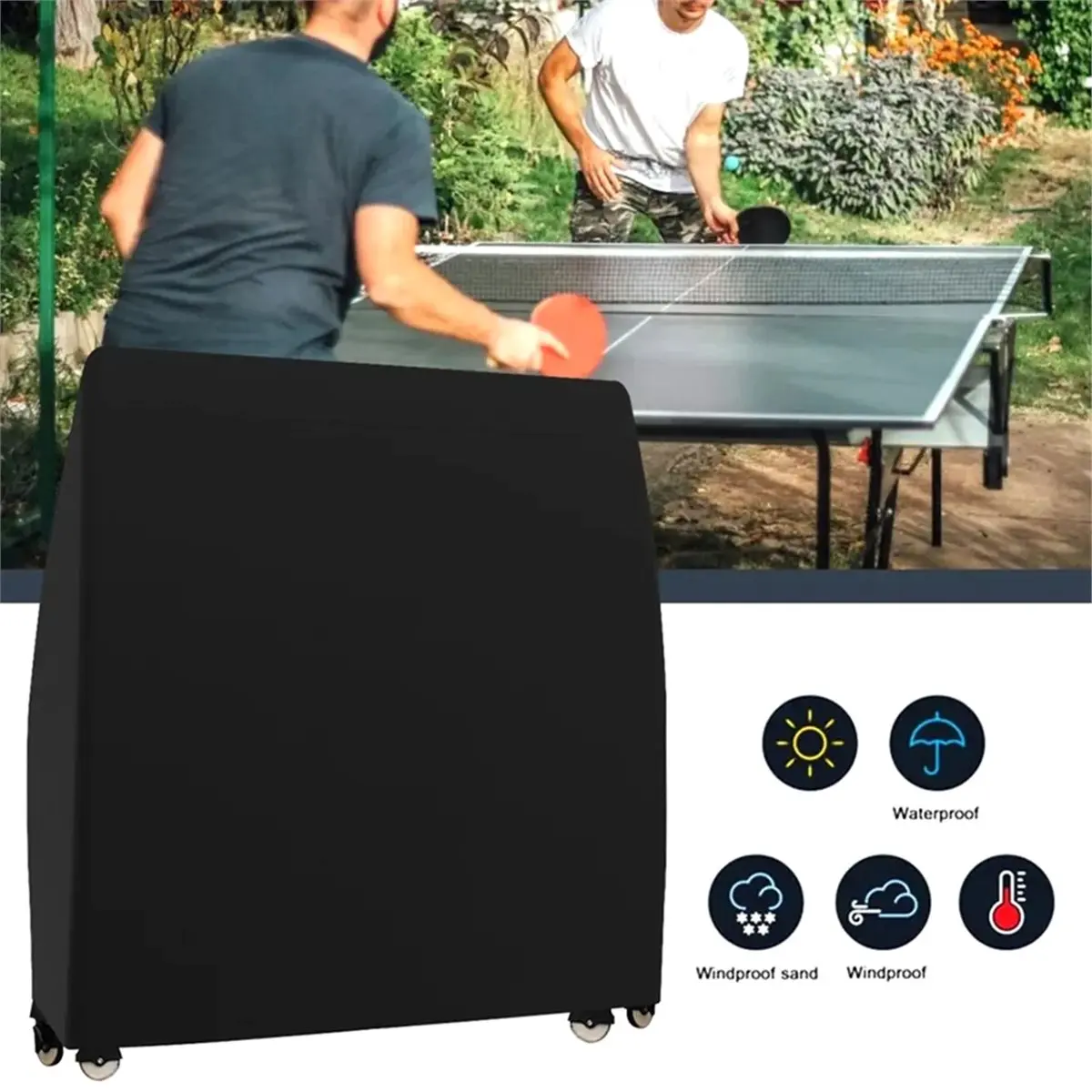Table Tennis Cover Heavy Duty Waterproof Outdoor Indoor Table Storage Covers Accessories Polyester