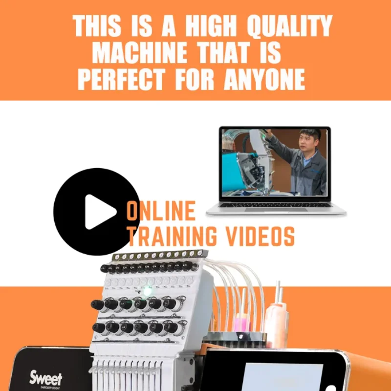 Single Head 12 15 Needles Computer Embroidery Machine for Hats T-shirts Etc