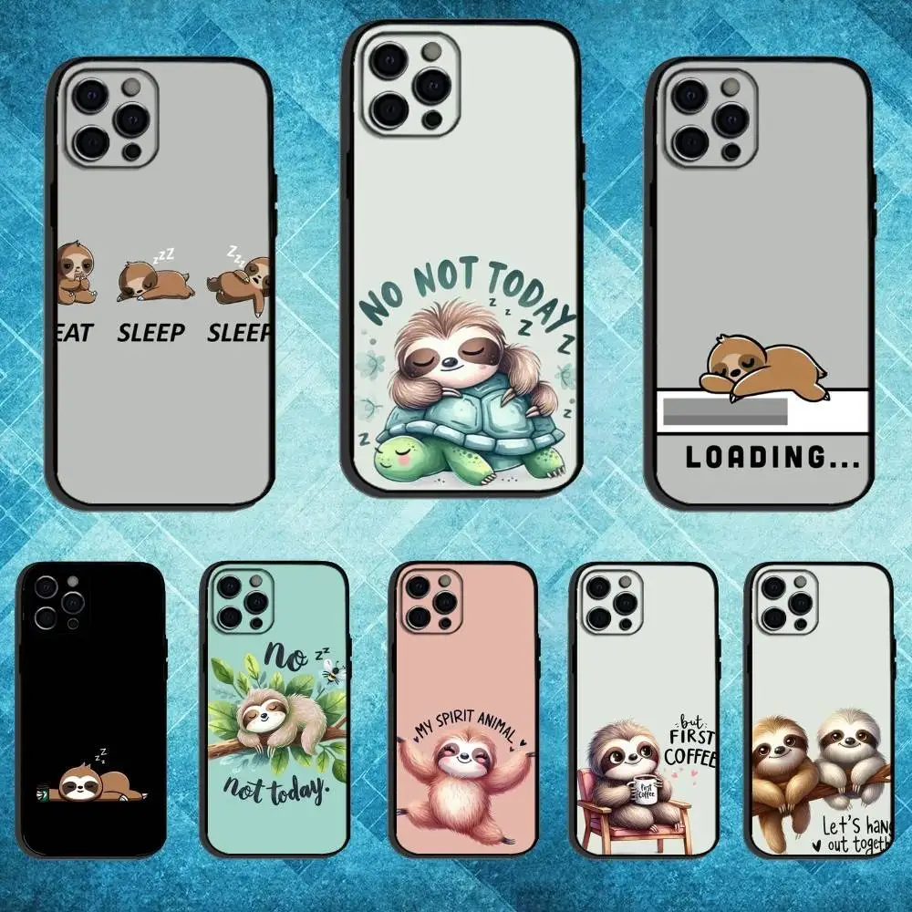 

Turtle Cute Sloth Phone Case For iPhone17,16,15,14,13,12,11 Plus,Pro Max Soft Black Cover