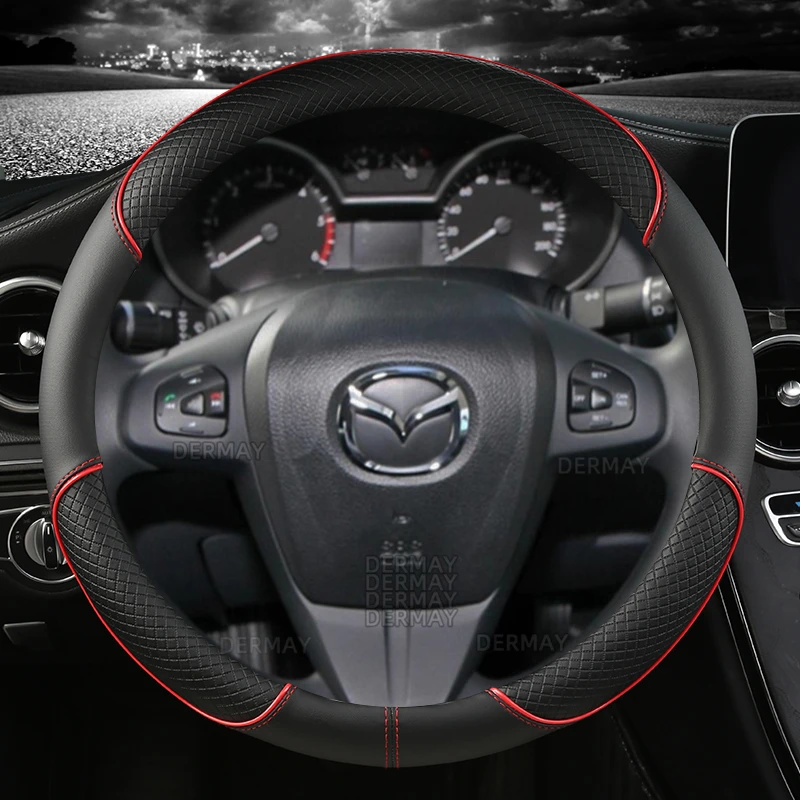 PU Leather DERMAY Car Steering Wheel Cover for Mazda BT50 BT-50 I II III 2006~2023  Auto Accessories Fast Shipping