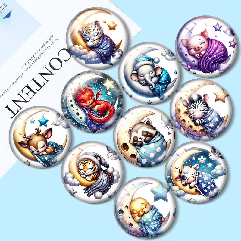 Sleeping Baby Animals 12/18/20/25mm glass cabochon  bracelet pendant rings for jewelry demo earrings back Making findings