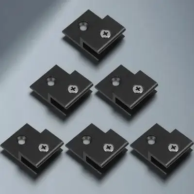 

6Pcs Black Aluminum Alloy Glass Fixing Clips H-Type Clamp for Frameless Mirrors Wall Mounting Display Sign Holder