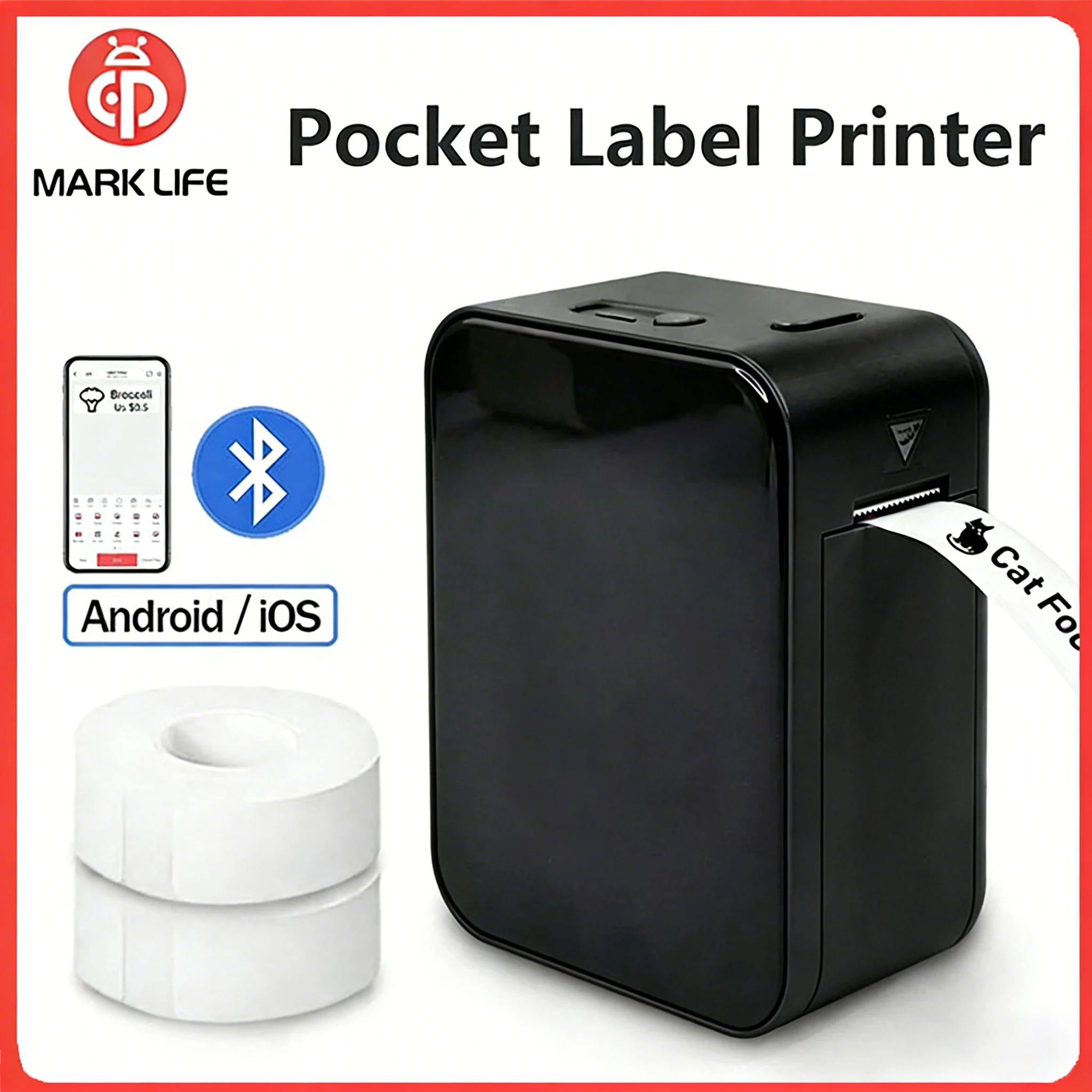 

Marklife P15 Mini Label Printer Self-Adhesive Thermal Maker Machine For Family/Year-End/Christmas/ Home/Office/School/ Business