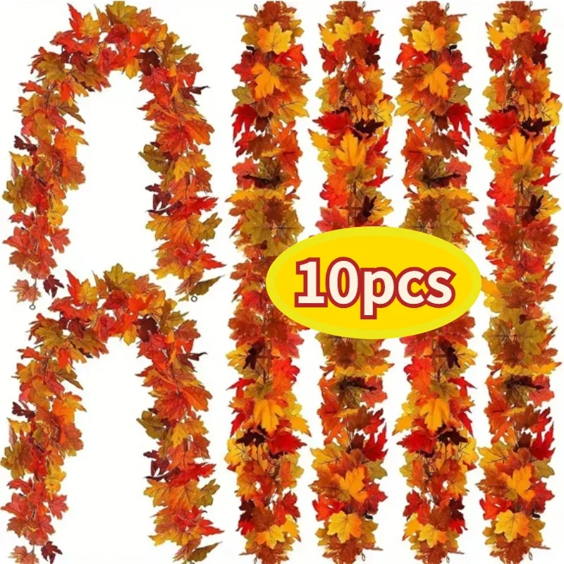 Artificial Fall Maple Leaf Garland Fake Plants Autumn Decor Leaves Vine for Thanksgiving Halloween Festivals Wedding Decora