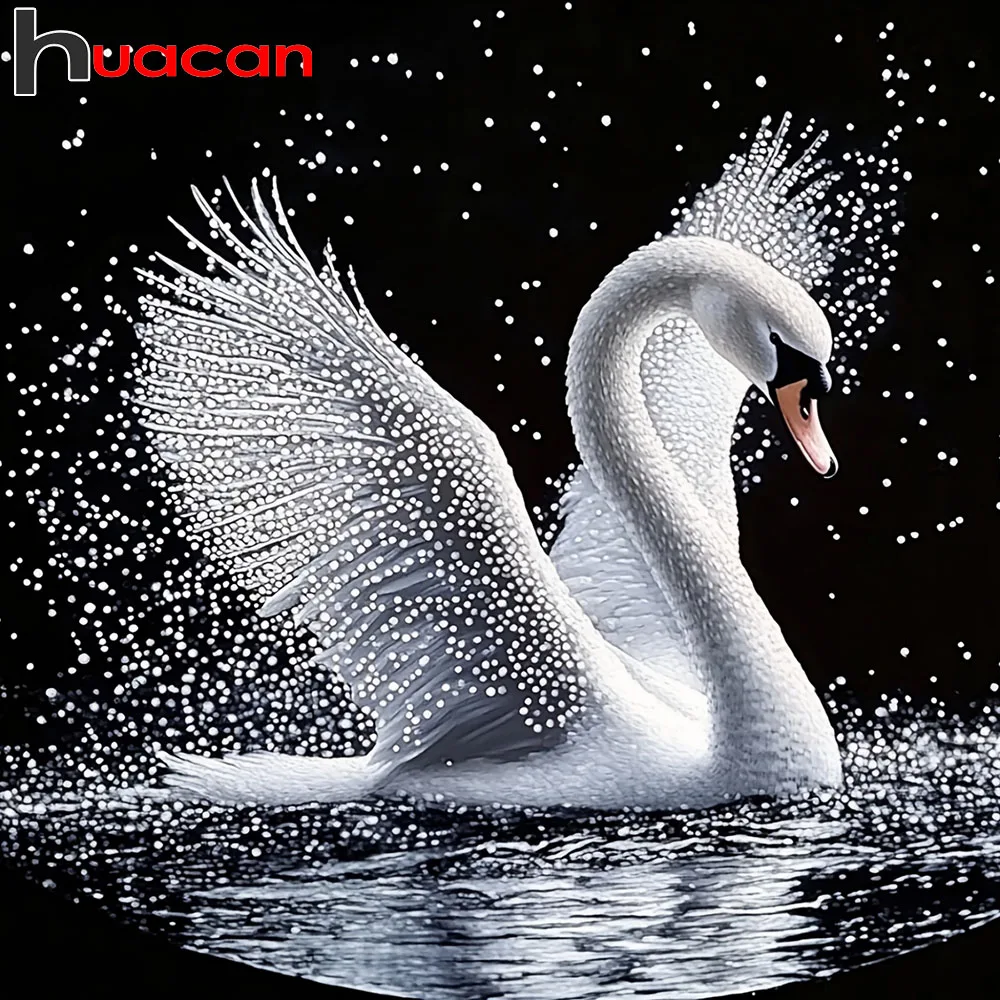 Huacan 5D-Diamantgemälde zum Selbermachen, Schwan, Diamantmosaik, Tier, neue Kollektion 2025, handgefertigtes Geschenk