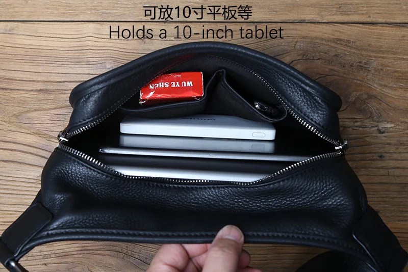 NZPJ Leder herren Schulter Tasche Casual Umhängetasche Top Schicht Rindsleder Horizontale Abschnitt Einfarbig Trend Tablet Computer Tasche – Detail 14